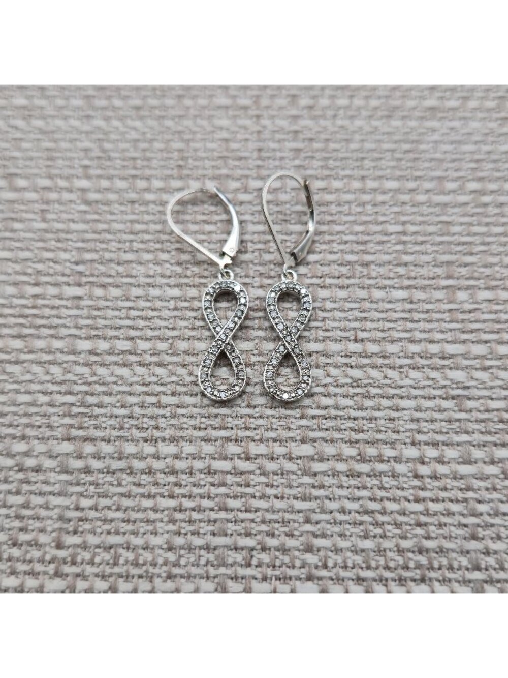 Sterling Silver Small Diamonds Infinity Drop Earrings A8778